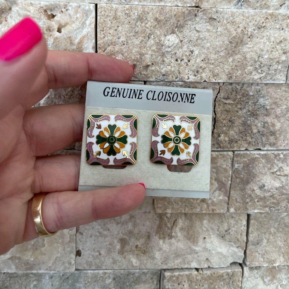Cloisonne Clip-On Earrings